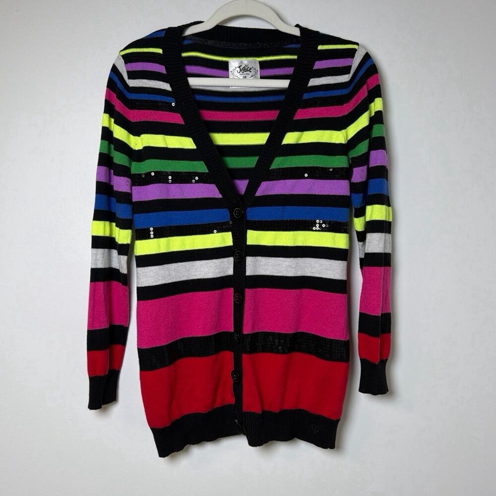 Vintage Y2K Justice Rainbow Sequin Long Cardigan Sweater
